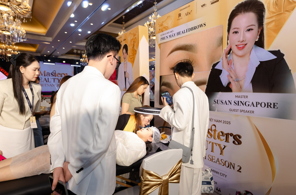 master susan singapore trinh dien ky thuat healedbrows dang cap tai the masters beauty of vietnam season 2 2